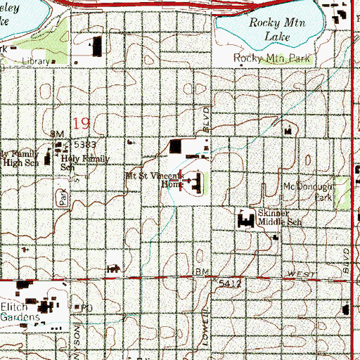Topographic Map of Mount Saint Vincent Home, CO