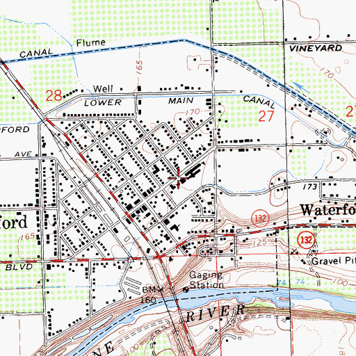 Topographic Map of Waterford Elementary School, CA