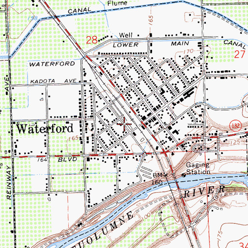Topographic Map of Waterford Post Office, CA