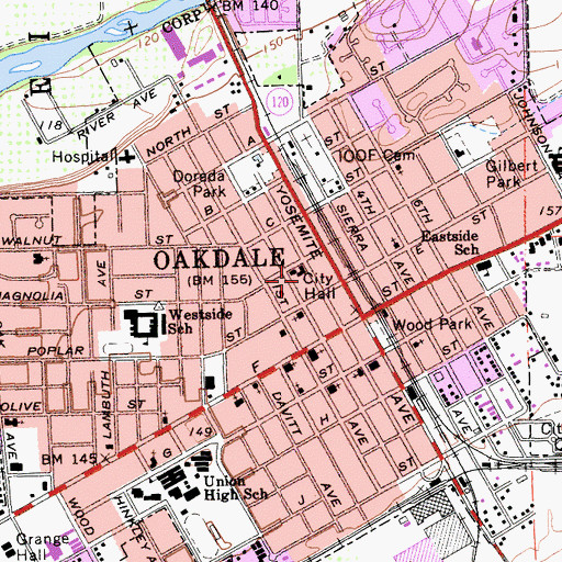 Topographic Map of Church of Christ, CA