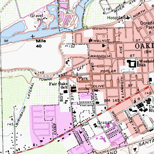 Topographic Map of Fair Oaks Park, CA