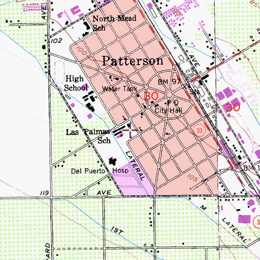 Topographic Map of First Assembly of God Church, CA