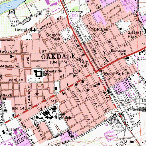 Topographic Map of First Baptist Church, CA