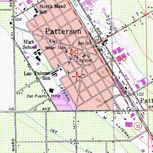 Topographic Map of First Baptist Church, CA
