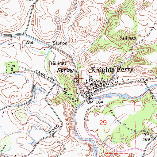 Topographic Map of Knights Ferry Elementary School, CA