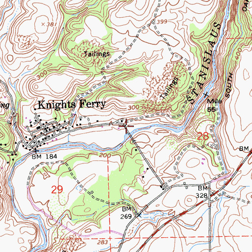 Topographic Map of Knights Ferry Recreation Area, CA