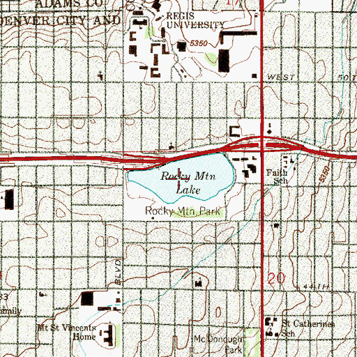 Topographic Map of Rocky Mountain Lake, CO