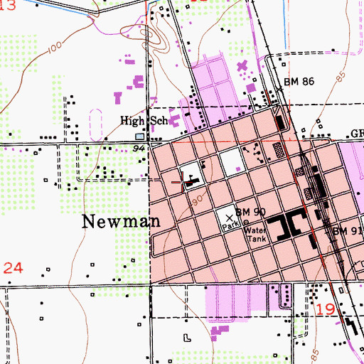 Topographic Map of Newman Branch Stanislaus County Free Library, CA