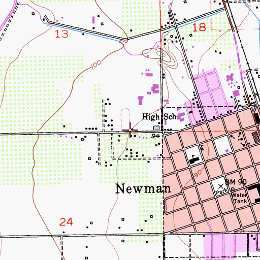Topographic Map of Newman Memorial Center, CA