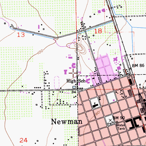 Topographic Map of Newman Youth Center, CA