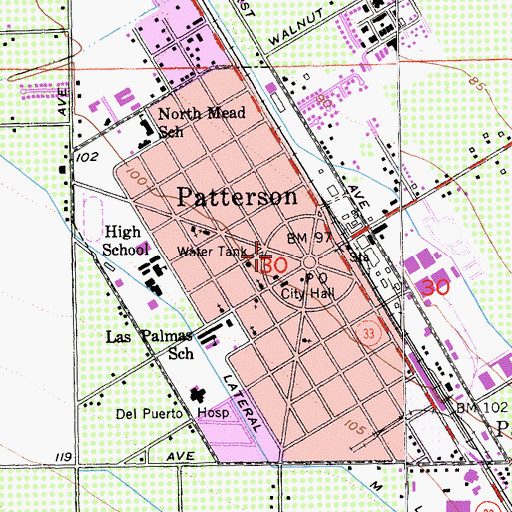 Topographic Map of Patterson Branch Stanislaus County Free Library, CA