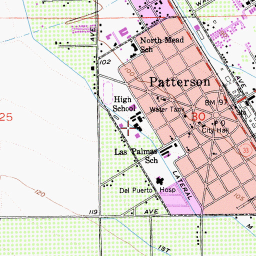 Topographic Map of Patterson Junior High School, CA