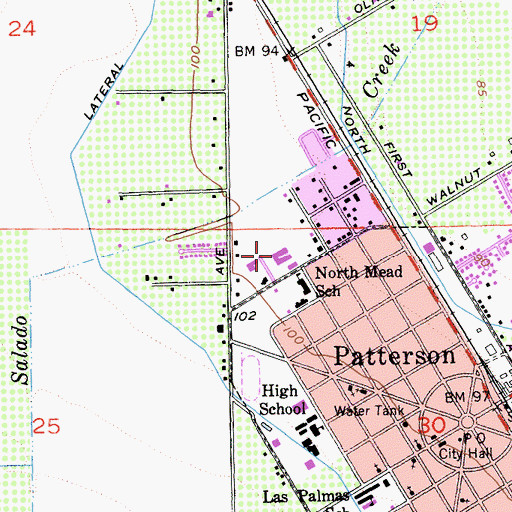 Topographic Map of Sacred Heart Catholic School, CA