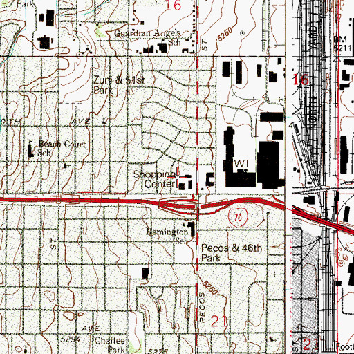 Topographic Map of Chaffee Park Shopping Center, CO