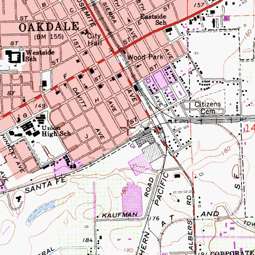 Topographic Map of Santa Fe Park, CA