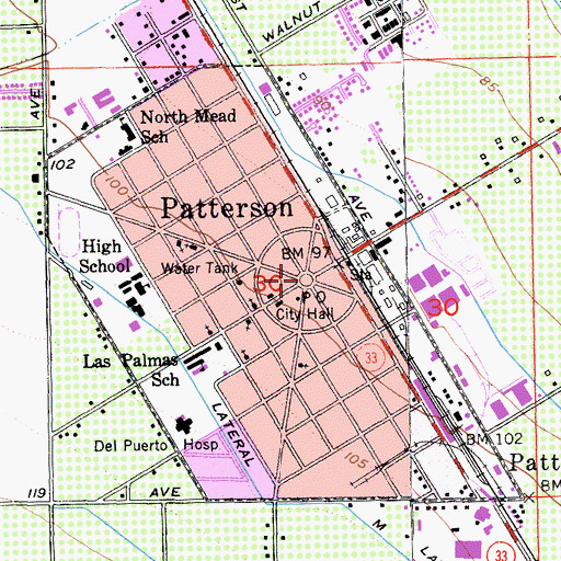 Topographic Map of The Center Building, CA