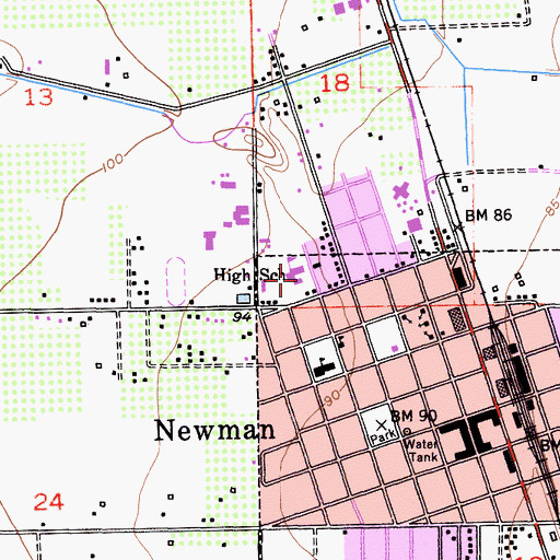 Topographic Map of Hunt Elementary School, CA