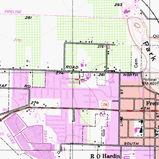 Topographic Map of Calaveras Elementary School, CA
