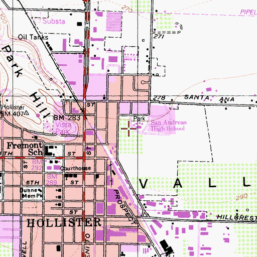 Topographic Map of San Andreas Continuation High School, CA