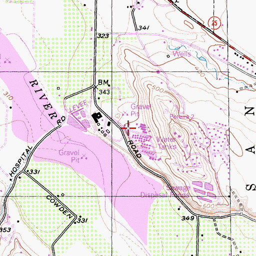 Topographic Map of San Benito County Labor Camp, CA