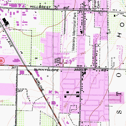 Topographic Map of Sunnyslope Elementary School, CA