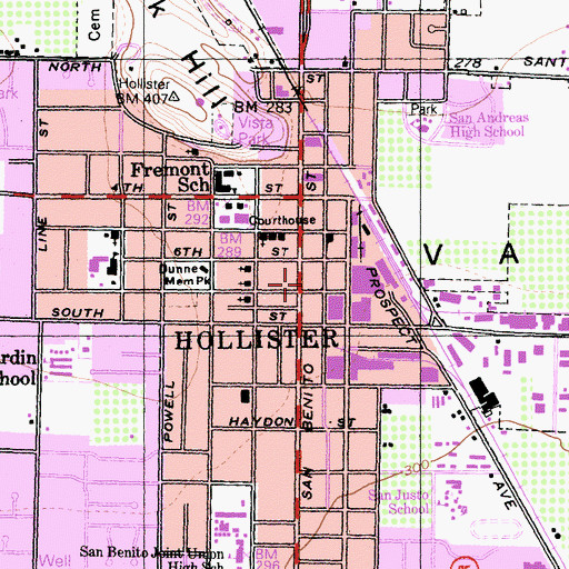 Topographic Map of Veterans Memorial Building, CA