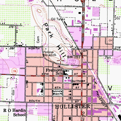 Topographic Map of Vista Park, CA