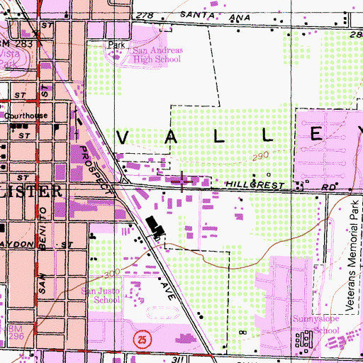 Topographic Map of Ozeki San Benito Winery, CA