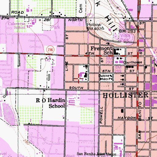 Topographic Map of Sacred Heart Convent, CA