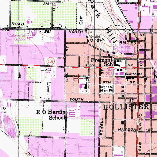 Topographic Map of Sacred Heart Roman Catholic Church, CA
