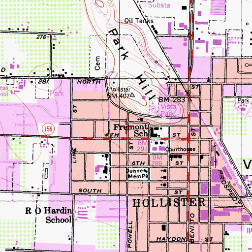 Topographic Map of San Benito Christian School, CA