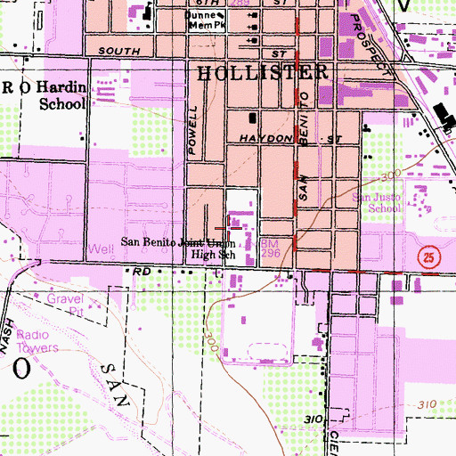 Topographic Map of San Benito County Junior College, CA