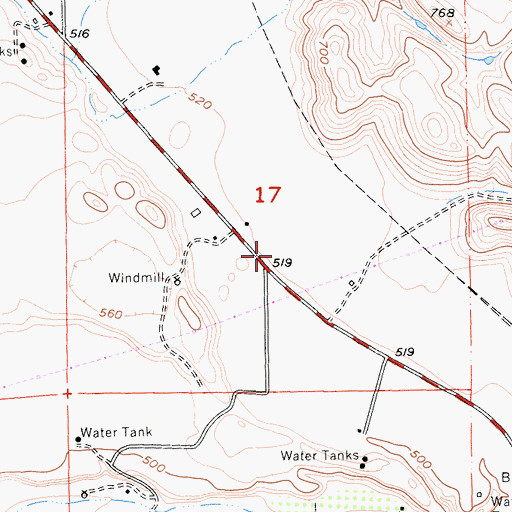 Topographic Map of Tres Pinos Elementary School, CA