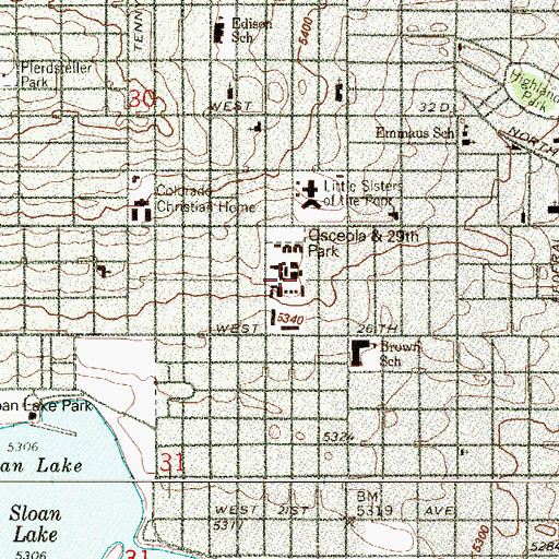 Topographic Map of Saint Claras Orphanage (historical), CO
