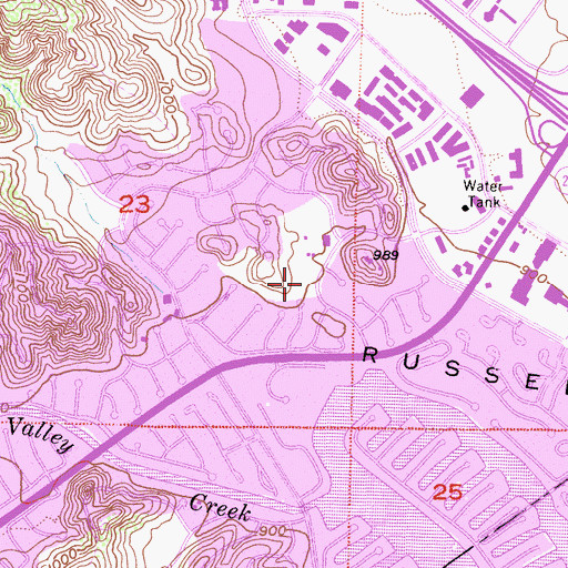 Topographic Map of Evenstar Park, CA