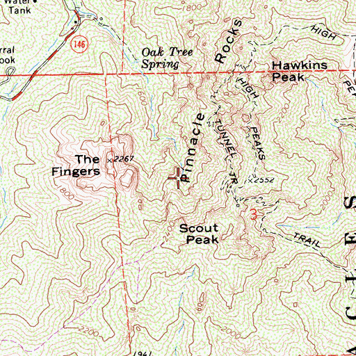 Topographic Map of Juniper Canyon Trail, CA
