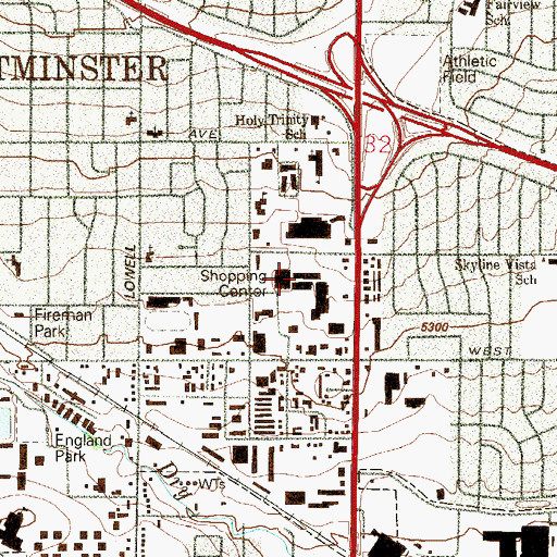Topographic Map of The Plaza at Westminster, CO