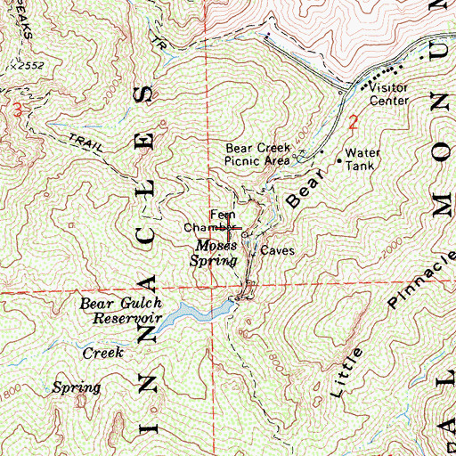 Topographic Map of Moses Spring Trail, CA