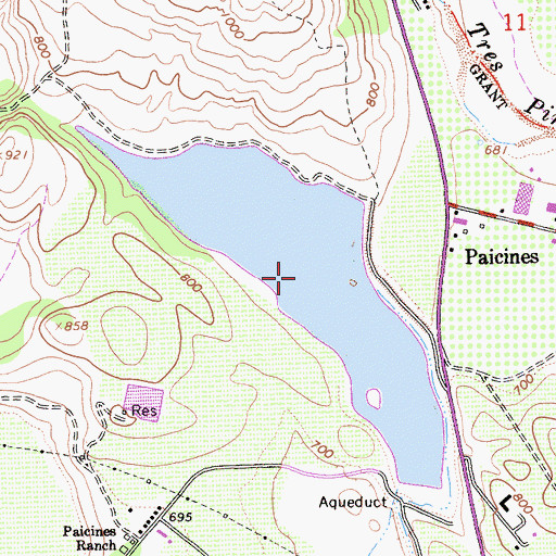 Topographic Map of Paicines Reservoir, CA