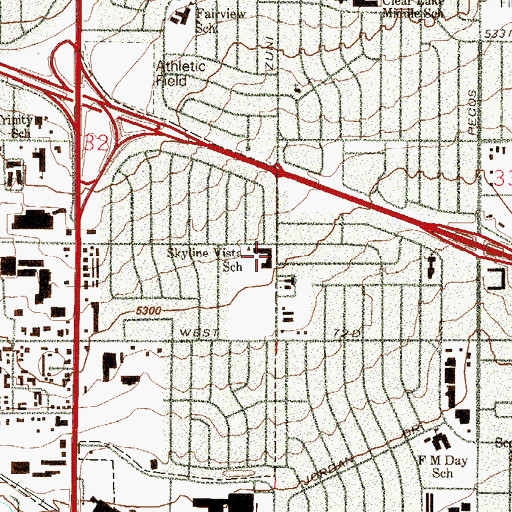 Topographic Map of Skyline Vista Elementary School, CO