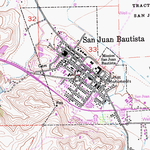 Topographic Map of First Baptist Church (historical), CA