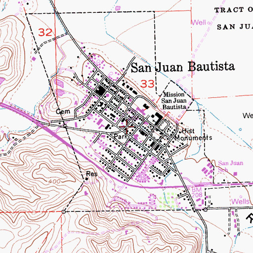 Topographic Map of Odd Fellows Hall, CA
