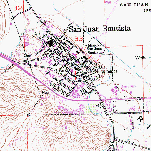 Topographic Map of Tuccoletta Hall, CA