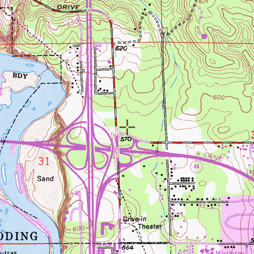 Topographic Map of Mount Shasta Mall Shopping Center, CA