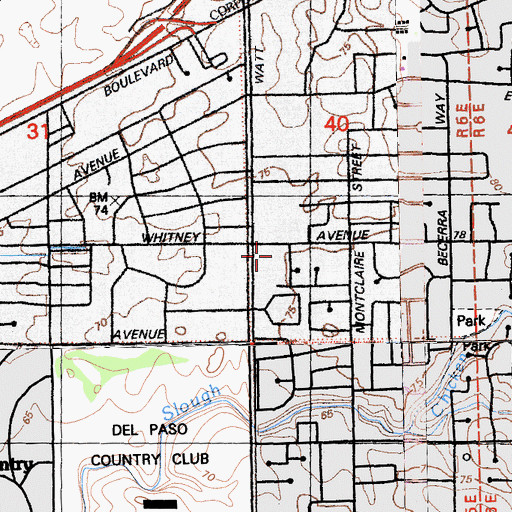 Topographic Map of Arcade Wesleyan Church, CA