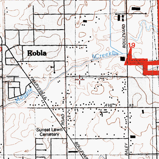 Topographic Map of Del Paso General Baptist Church, CA