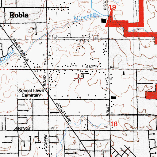 Topographic Map of Main Avenue Park, CA