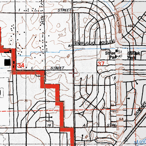 Topographic Map of North Highlands Community Center, CA