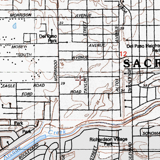 Topographic Map of Taylor Street Missionary Baptist Church, CA