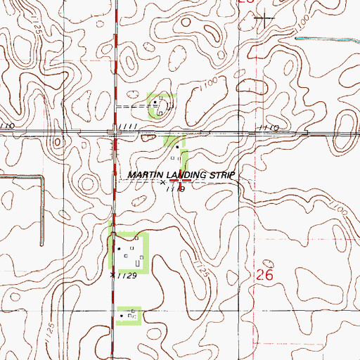Topographic Map of Martin Landing Strip (historical), MN